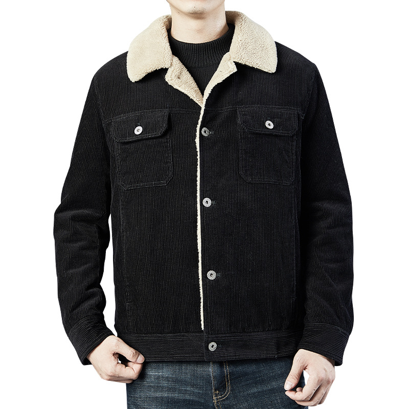 中老年休闲男装外套夹克男冬季新款爸爸父亲节灯芯绒夹克批发