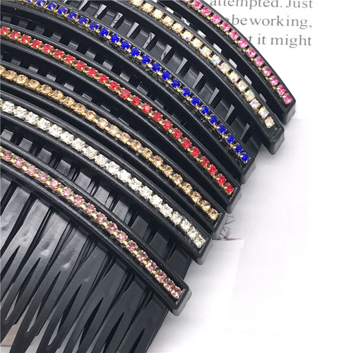 Plastic 11 cm large single row diamond-encrusted straight wavy hair comb insert comb two yuan shop one yuan a piece of hair accessories