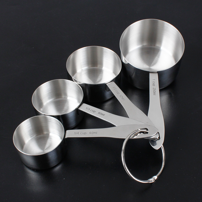 不锈钢量勺四件套量杯厨房带刻度计量勺克数勺面粉称烘焙定量工具|ms