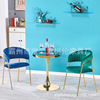 北欧铁艺镀金轻奢餐桌椅组合 网红咖啡厅金色个性简约休闲靠背椅|ms