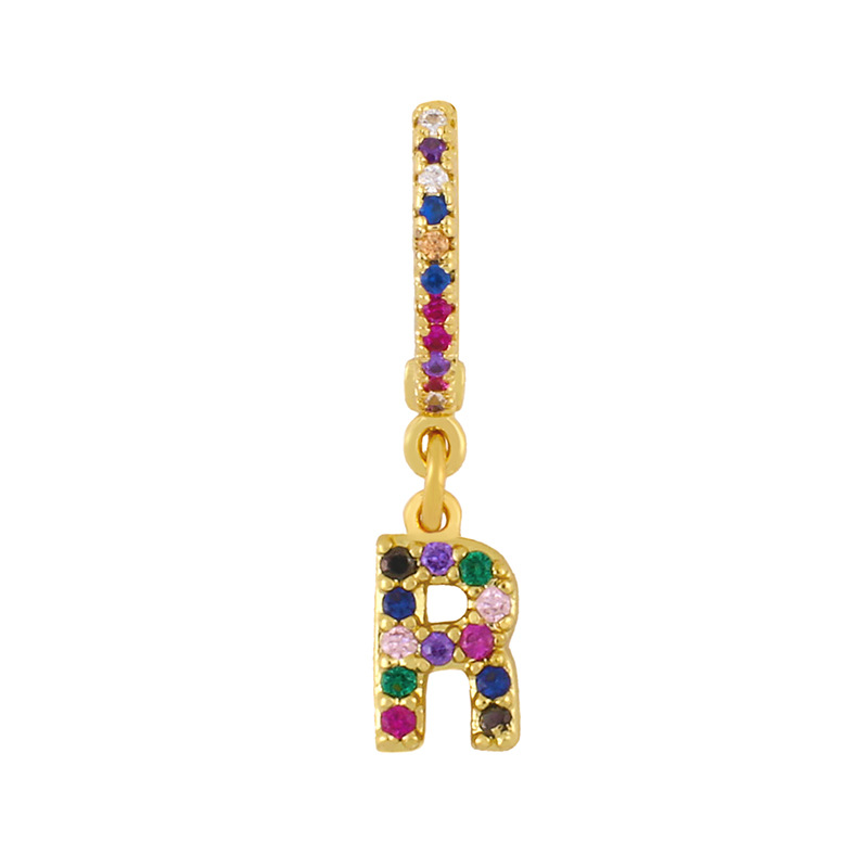 Clip Boucles D&#39;oreilles 26 Boucles D&#39;oreilles Alphabet Micro-set Couleur Zircon Alphabet Clips D&#39;oreilles Femmes display picture 7