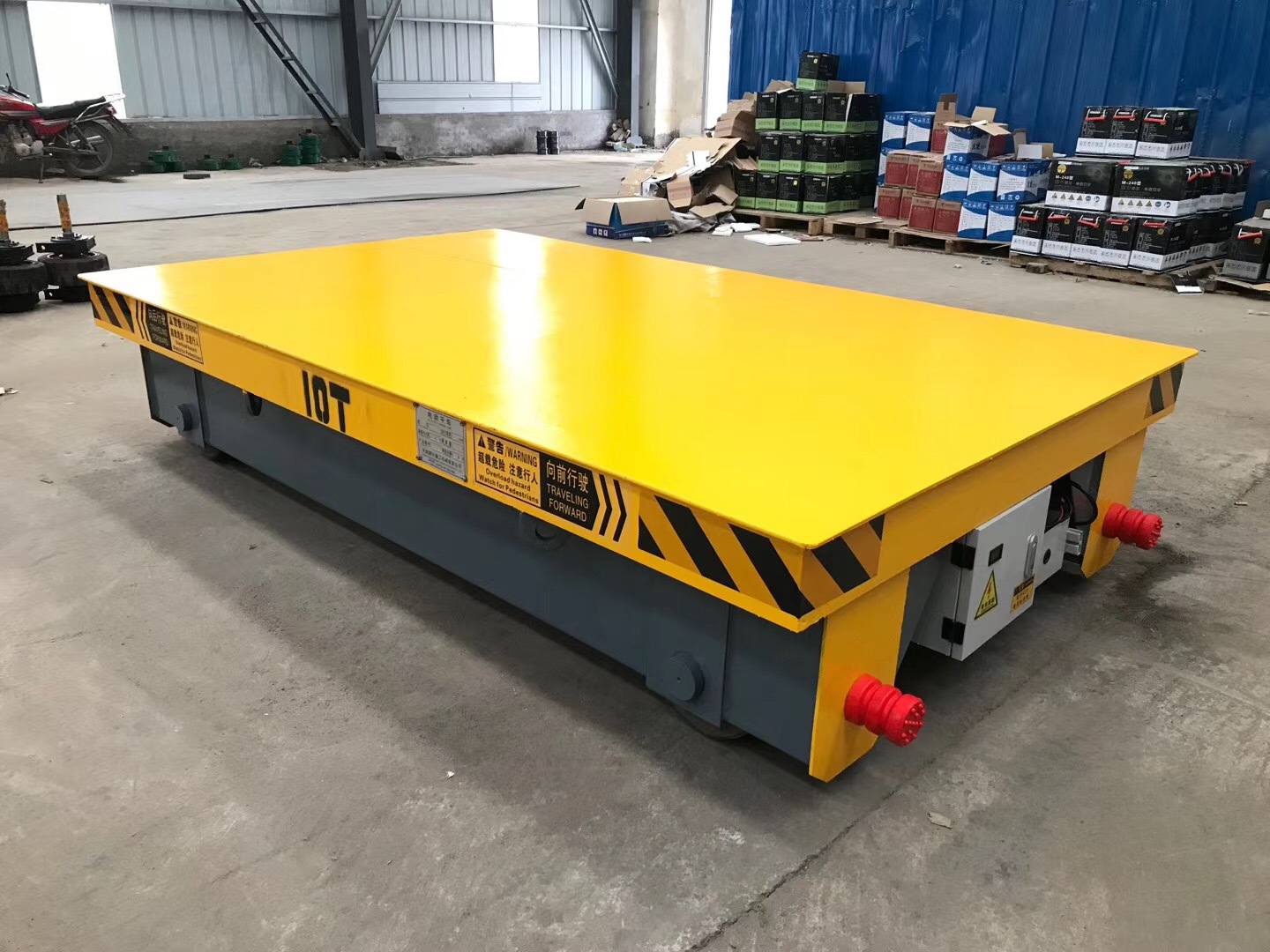 厂家批发10T蓄电池电动平车 智能无轨地平车 仓库码头运输平板车