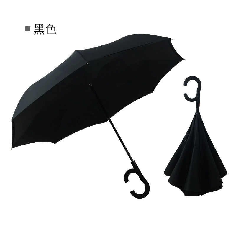 Creative double -layer C -type automatic reverse umbrella avoiding the sun umbrella car fixed rod reverse umbrella ads reverse umbrella