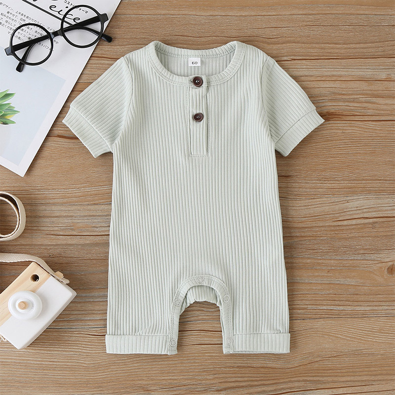 2021 New Multicolor Fashion Baby Solid Color Summer Short-sleeved Romper display picture 4