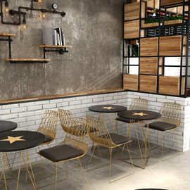 奶茶店桌椅组合冷饮饮品桌子甜品蛋糕店餐饮椅子长方形商用电磁炉