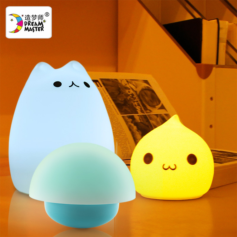 新品usb充电七彩硅胶小夜灯小猪拍拍伴睡灯 生日礼物情人节礼品灯