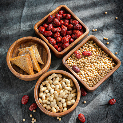 日式胡桃木方形托盘实木零食木盘子茶点糖果碗圆形水果盘干果盘|ms