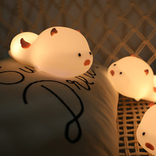 创意可爱小猪硅胶小夜灯 儿童卧室床头拍拍灯宝宝伴睡小夜灯