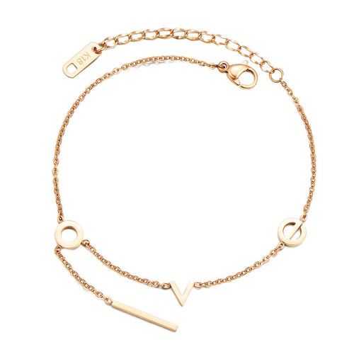 LOVE letter titanium steel anklet female love ladies leg ring jewelry beach anklet accessories internet celebrity