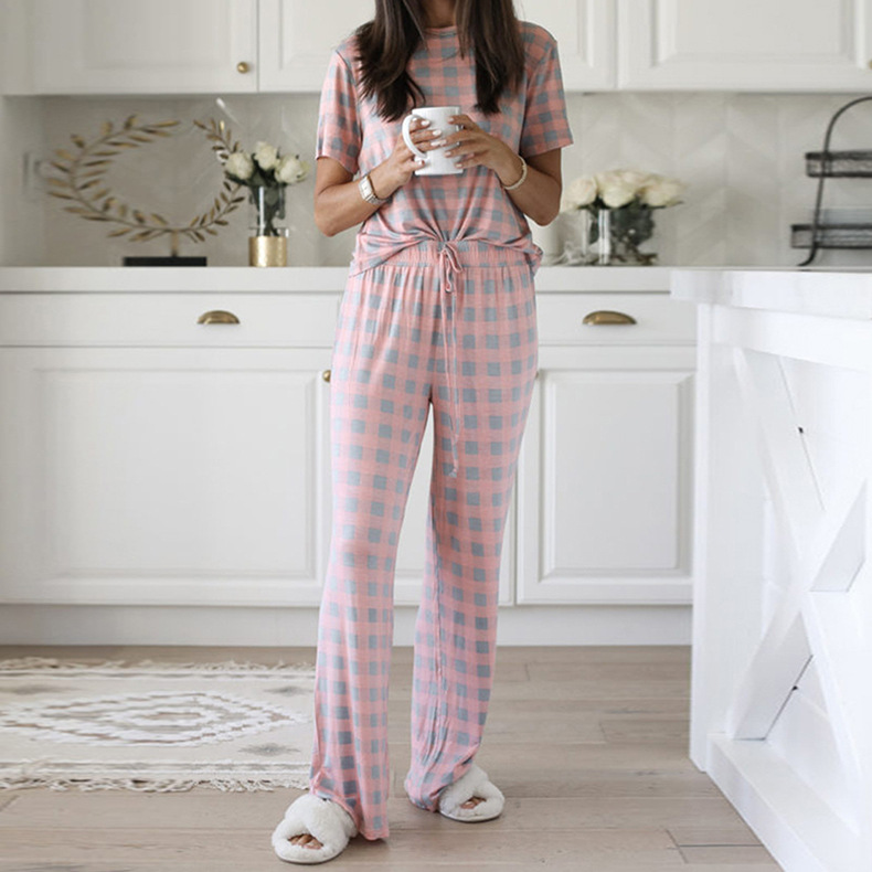 new hot models women s printed two-piece pajamas suit home service NSKX6243