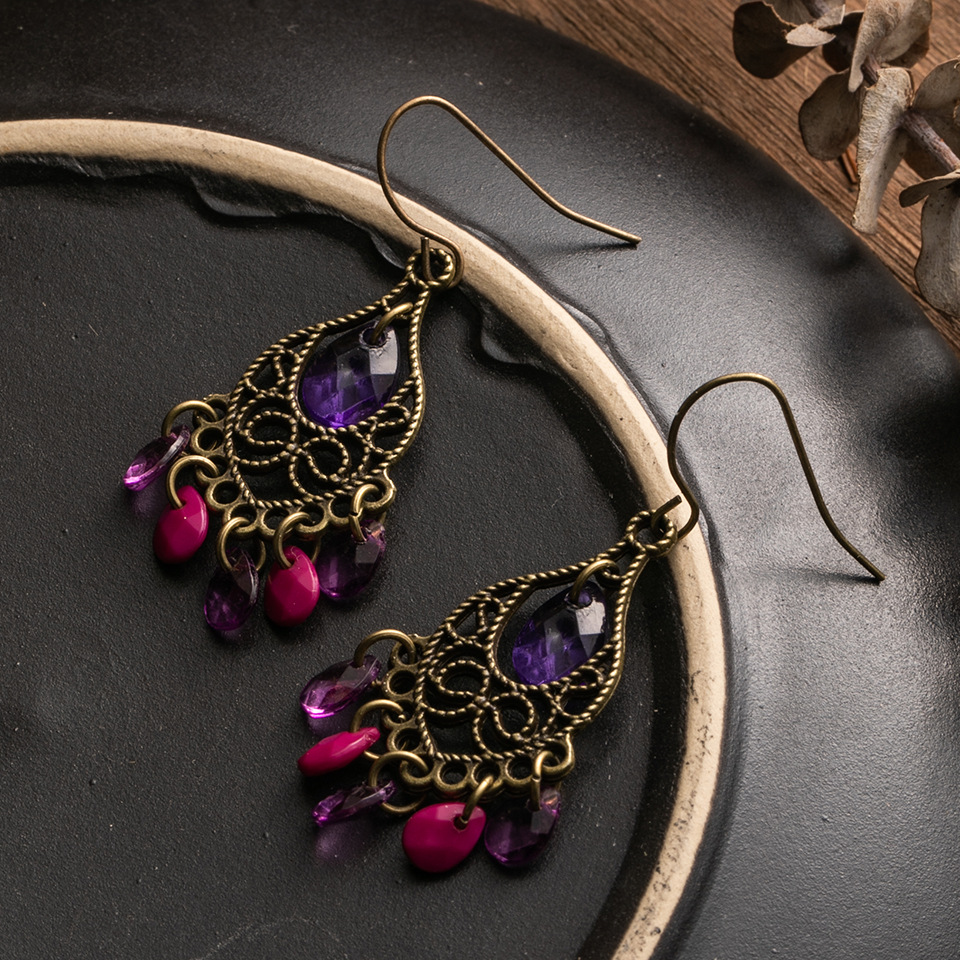 Bohemian Style Exaggerated Retro Water Drop Earrings Set display picture 4