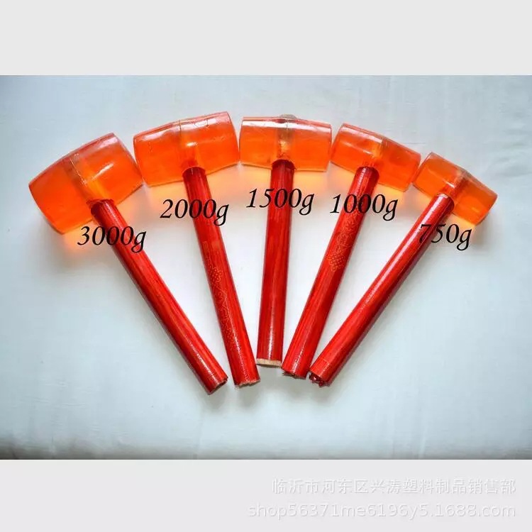 现货批发橡胶锤安装锤防震锤皮锤弹力锤建筑工具透明锤子木柄塑柄