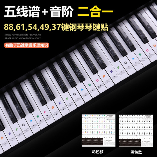 88/61/54 Piano transparent color stickers electronic keyboard hand-rolled piano key stickers simple notation scale stickers
