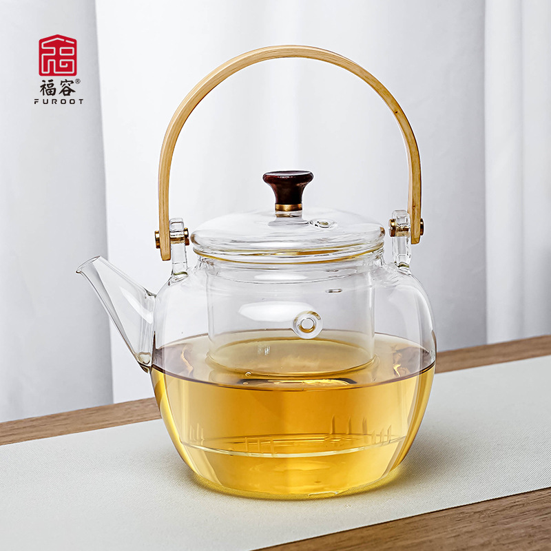 福容KTL 提梁壶煮茶壶 耐热玻璃茶壶 过滤玻璃内胆茶壶厂家直销