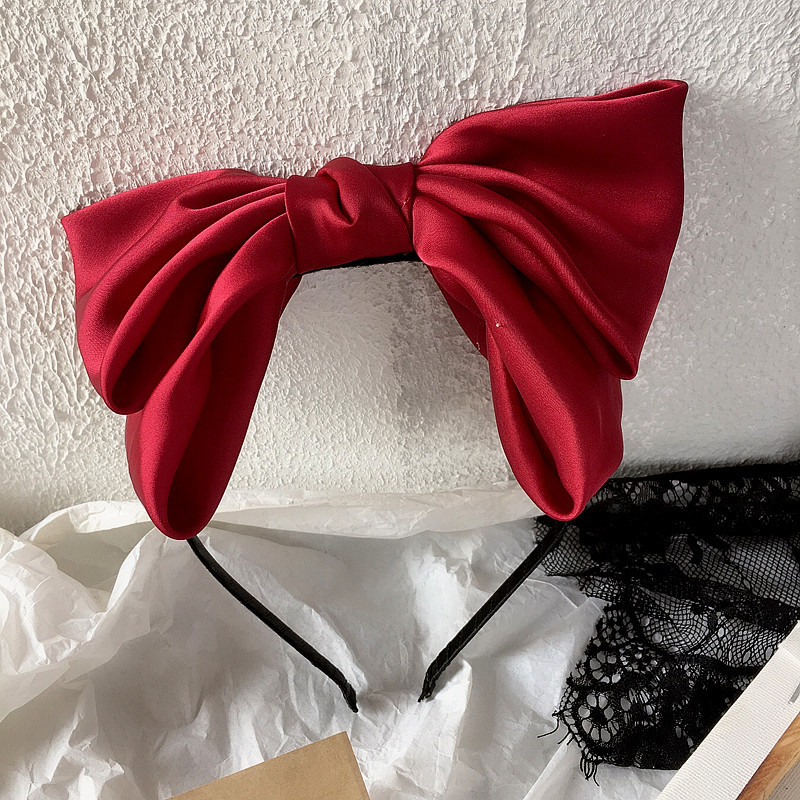 Spring New Double-layer Wild Satin Bow Hair Hoop Head Buckle Hair Accessories Headdress Women display picture 9