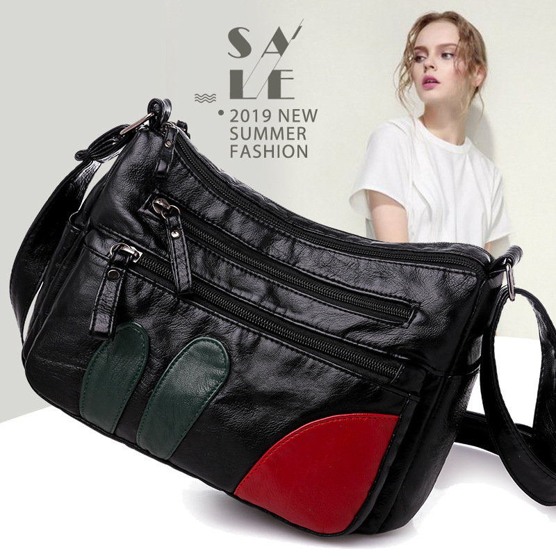 2023 new pu soft leather fashion all-match multi-layer shoulder messenger bag large capacity Women's bag Korean style washed leather mother 2023 new pu soft leather fashion all-match multi-layer shoulder messenger bag large capacity Women's bag Korean style washed leather mother