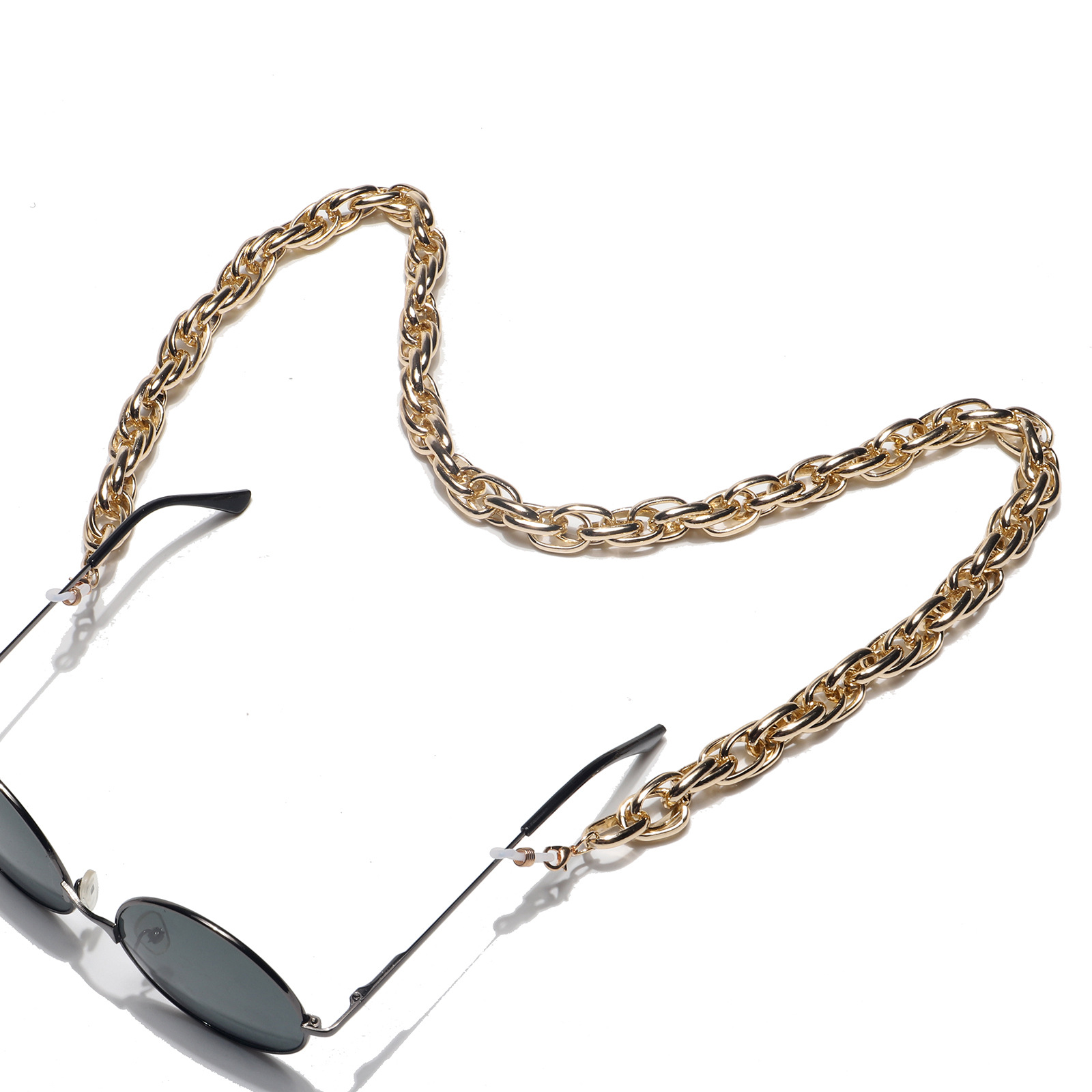 Fashionable And Simple Color Retention Gold Thick Aluminum Chain Glasses Rope Metal Glasses Chain Wholesale Nihaojewelry display picture 2