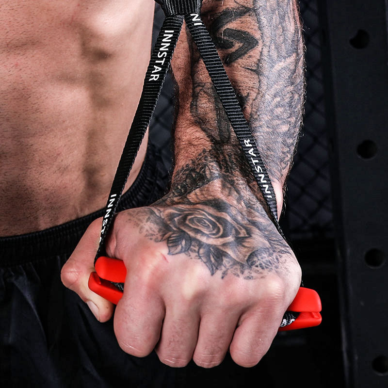 INNSTAR牛角把手健身划船拉背引体向上高位下拉面拉弧度握把配件