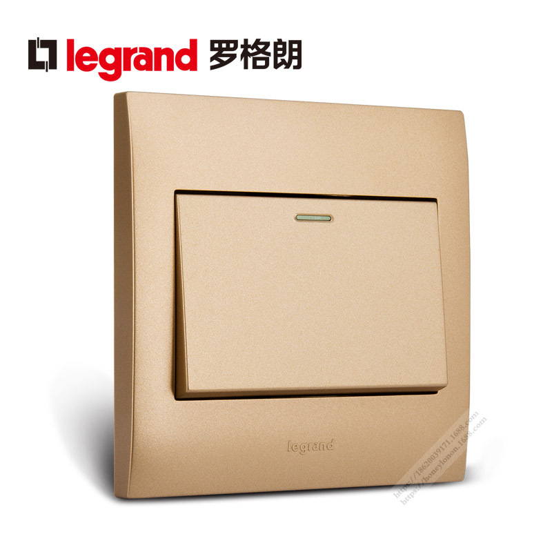 Legrand 仕界 16A 250V一位双控带荧光开关(香槟)HC31/2/3BY-C2