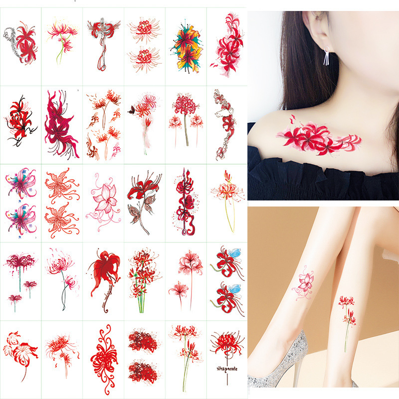 [30 sets] Bianhua tattoo stickers waterproof men's and women's long-lasting small fresh flower simulation tattoo clavicle stickers
