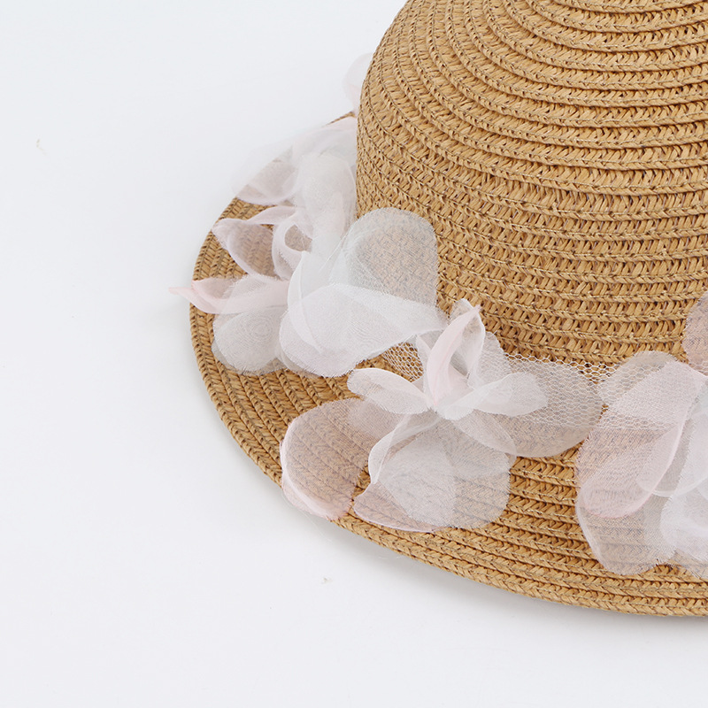 New Fashion Sunscreen Sun Straw Hat Bowknot Children Big Brim Sun Hat display picture 8