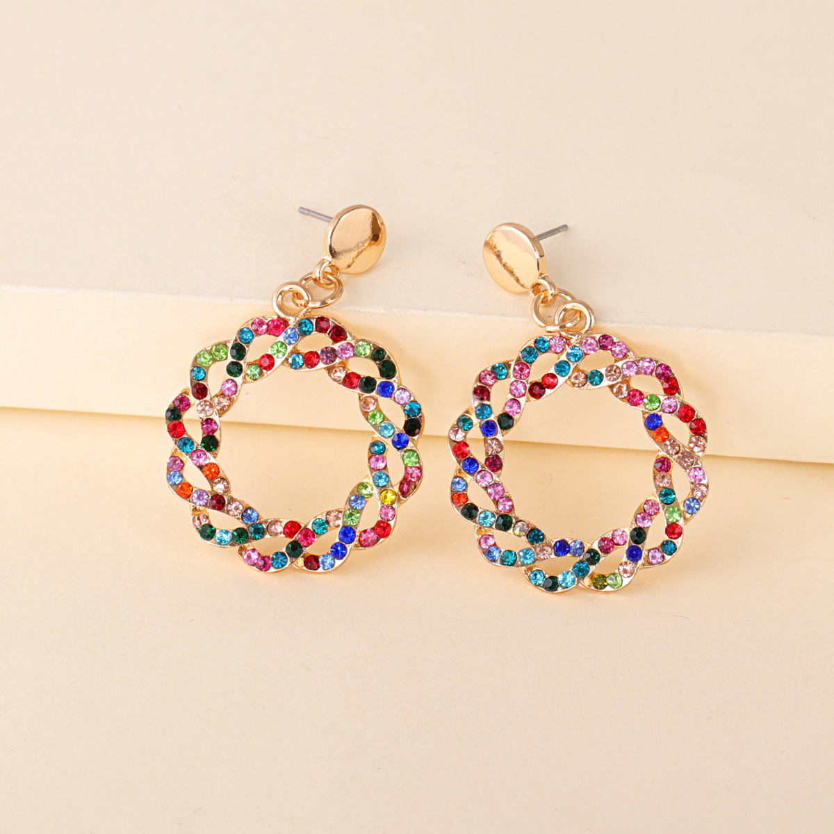 Personnalité Créative Alliage Diamant Strass Boucles D&#39;oreilles Guirlande Multicouche display picture 2