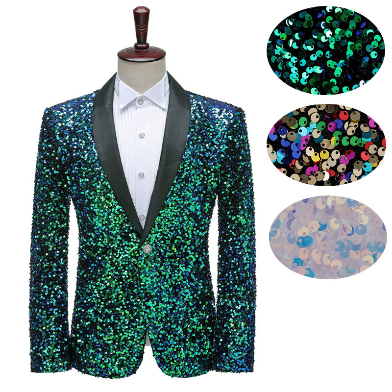 men's jazz dance suit blazers Men dress 3D sequins bar night club stage performance suit man singer color coat