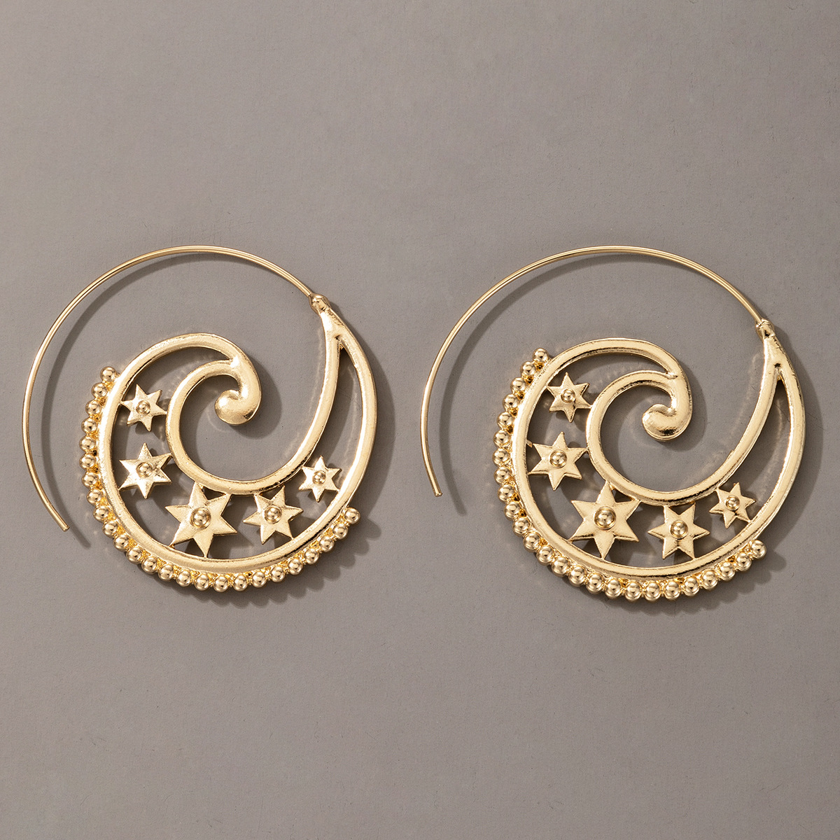 Star Spiral Heart-shaped Retro Earrings display picture 1