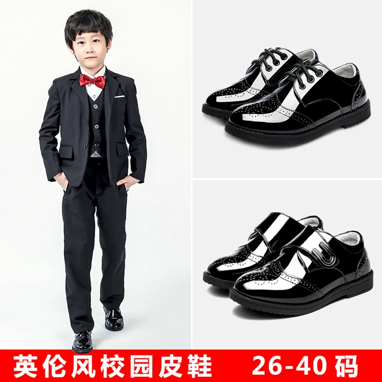 Детские черные кожаные туфли в британском стиле, для школьников, для мальчиков, весна-осень 2023, новая модель, мягкие, для мальчиков старших, средних и младших классов, для выступлений, детская мягкая обувь.