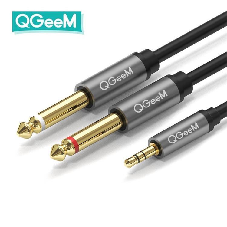 Qgeem 3.5mm to 6.35mm*2 Audio Cable Adapter Mixer Amplifier Speaker Audio Cable Qgeem 3.5mm to 6.35mm*2 Audio Cable Adapter Mixer Amplifier Speaker Audio Cable