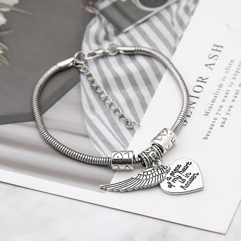 CrossBorder New Arrival Bracelet Necklace Keychain European and American Personalized Creative Heart Wings Necklace Keychain Bracelet Jewelrypicture8