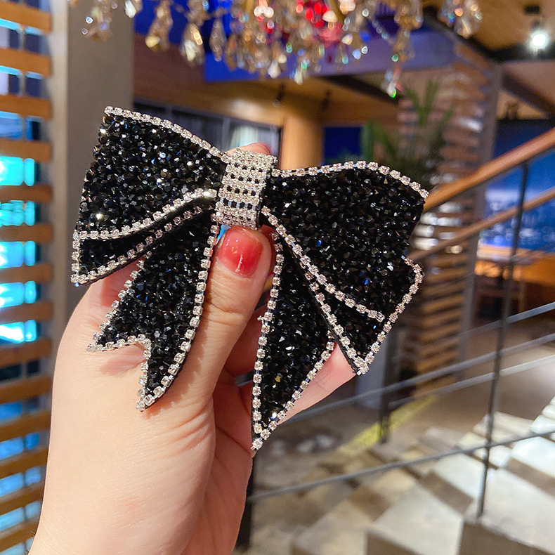 The New Korean Crystal Flashing Diamond Bow Hairpin   Wholesale display picture 2