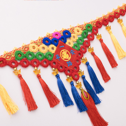 Large truck front fender decorative lace colorful triangle hanging tassels colorful embroidered hanging tassels car decoration bag top tassels tassels