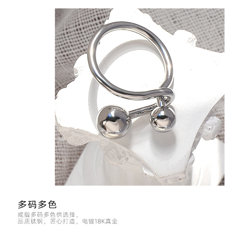 Creative Line Art Double Ball Ring Titanium Steel Plated Rings Wholesale display picture 3