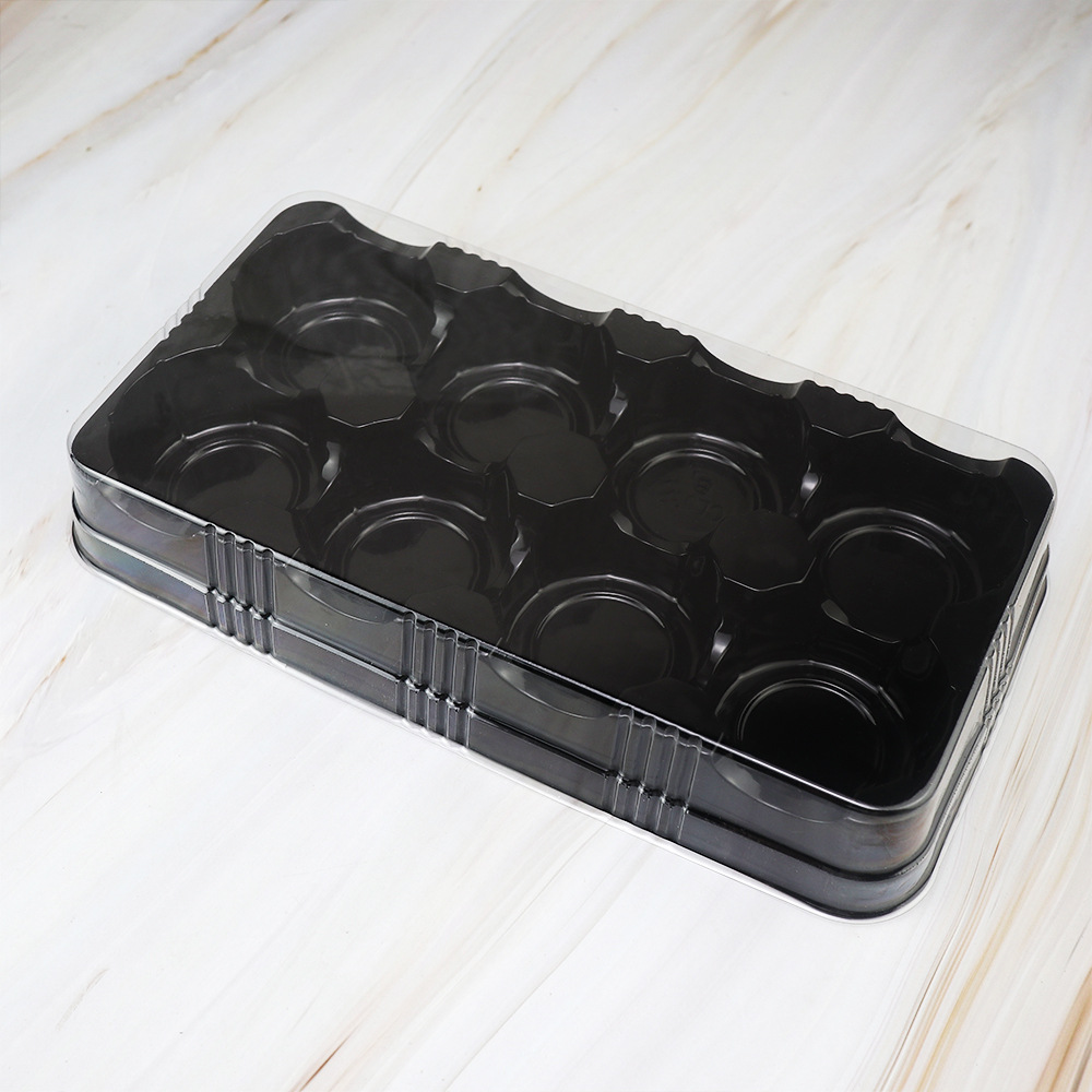 Caja de embalaje de pastel de luna, 8 cápsulas de pastel de luna, pastel de frijoles verdes, caja de plástico transparente, horneado, caja de embalaje desechable, punto occidental