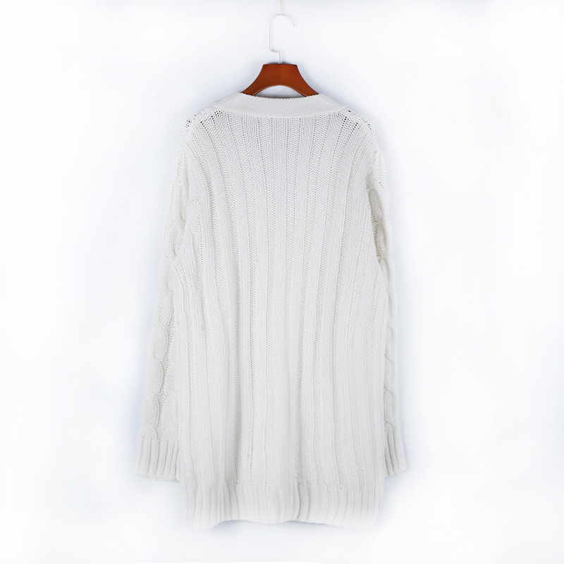 Cárdigan de suéter de punto de manga larga con un solo pecho torcido grueso NSSX104236