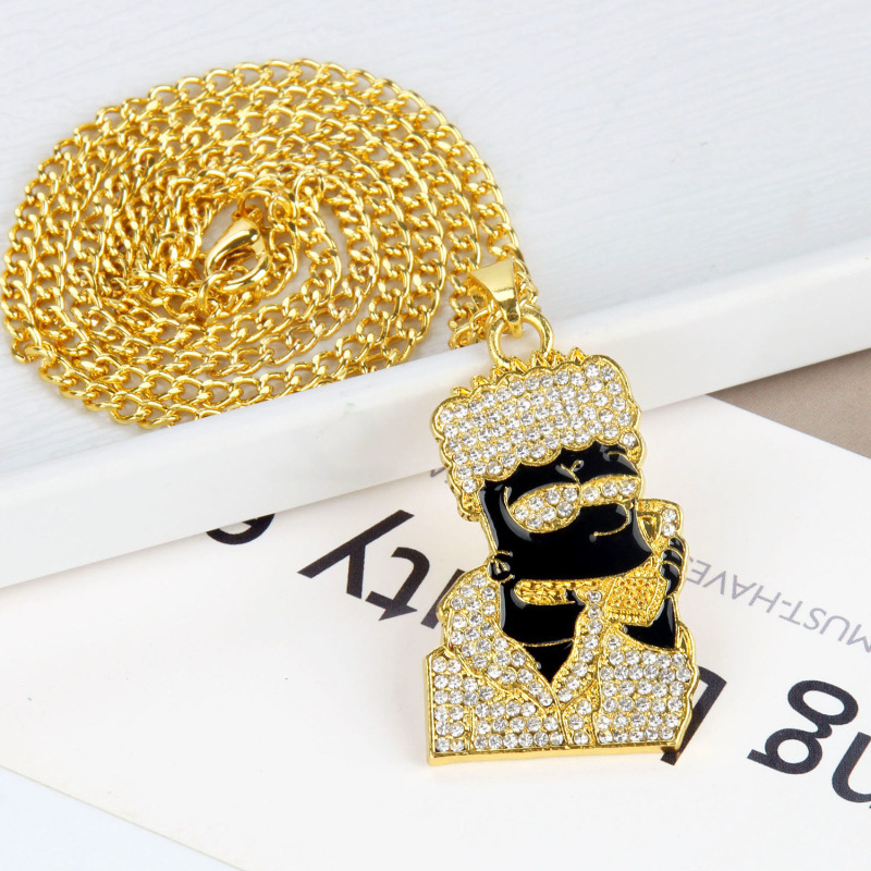 New Necklace Wholesale Fashion Hiphop Big Gold Full Diamond Necklace display picture 1