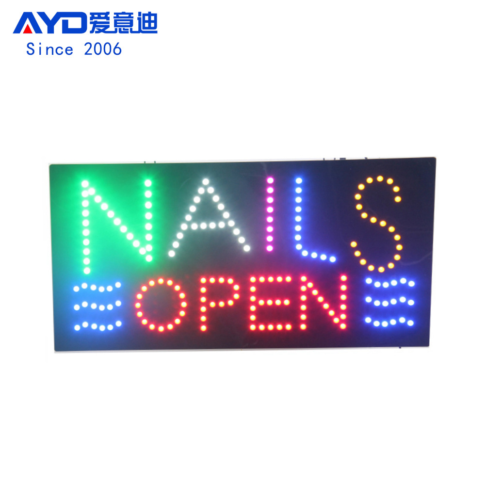 厂家货源LED广告牌美甲美容门口营业中挂牌 LED Nails Open Sign