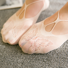 襪子女夏季鏤空船襪吊帶防滑蝴蝶隱形襪天鵝絨純色棉低幫透女船襪