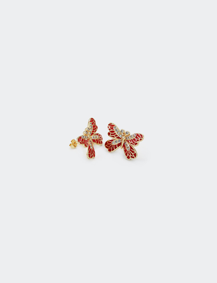 Butterfly Pattern Fashion Butterfly Copper Zircon Earrings Wholesale