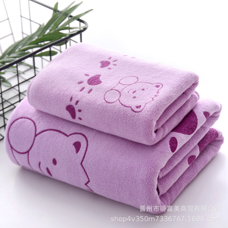 Toalla de baño de tres piezas conjunto absorbente de secado rápido impresión hermosa suave envoltura larga de las mujeres de dibujos animados para adultos Toalla de playa regalo de retorno