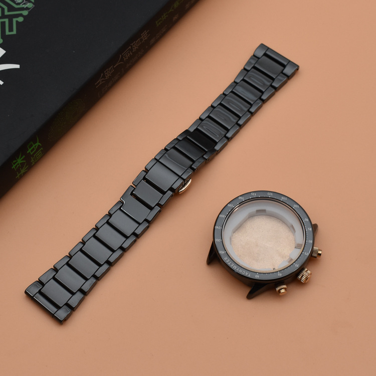 新款玛尼陶瓷陶瓷手表带 适配玛尼AR70002套装 表壳表盘黑色