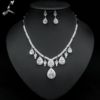 Zirconium for bride, chain, accessory, necklace and earrings, set