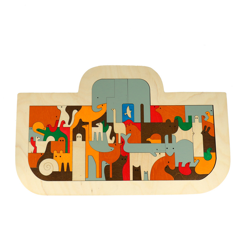 Rompecabezas de animales de madera para niños rompecabezas creativo educación temprana juguete rompecabezas cognitivo