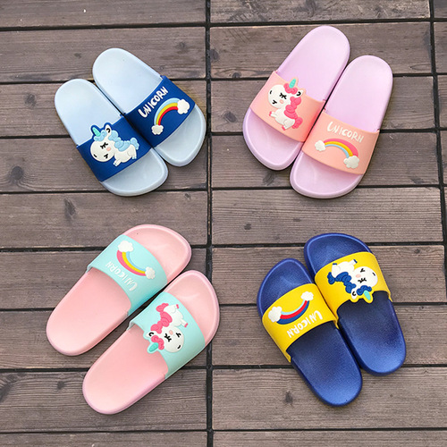 Children's parent-child slippers summer cartoon cute men and women indoor and outdoor wear plastic shoelace slippers PVC one piece drop shipping