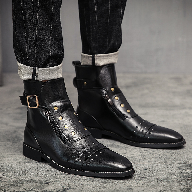 Bottes formelles pour hommes en cuir sans effort, bottes confortables et élégantes à la mode_voghion.com