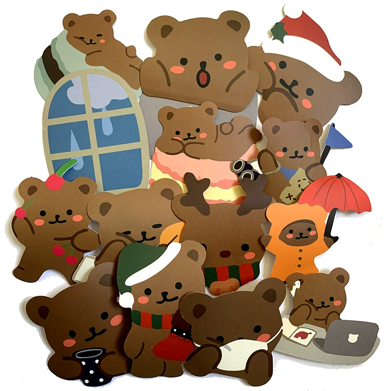 Cute cartoon waterproof sticker, decorations, electric car, tablet phone holder, retroreflective suitcase, with little bears