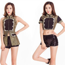分碼韓國女團T-ara同款亮片 舞台爵士舞 女歌手燕尾服裝DS演出服