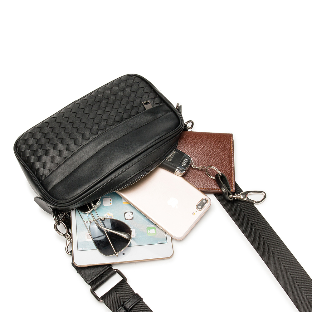Fashion Weave Leather Shoulder Bag Men Crossbody Bags Luxury Design Cross Body Messenger Bag Male Shoulder Bag Bandolera Hombre