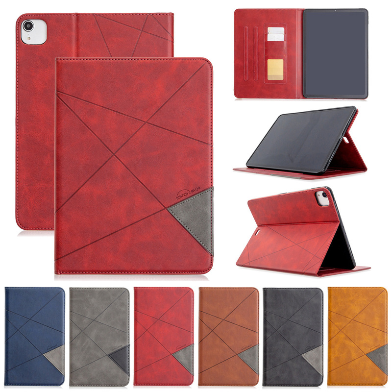 Suitable for iPad Pro11 prismatic splicing flat leather case Air3 protective case Pro10.5 card Mini5 bracket